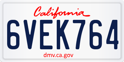 CA license plate 6VEK764