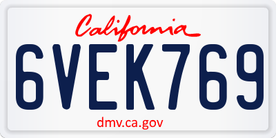 CA license plate 6VEK769