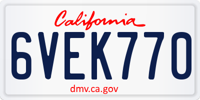 CA license plate 6VEK770