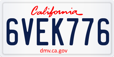 CA license plate 6VEK776