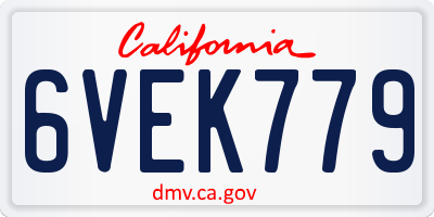 CA license plate 6VEK779