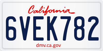 CA license plate 6VEK782