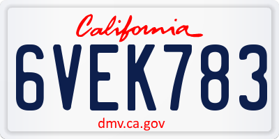 CA license plate 6VEK783