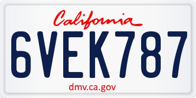 CA license plate 6VEK787