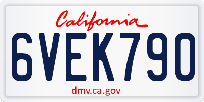 CA license plate 6VEK790