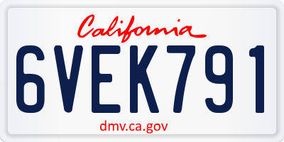 CA license plate 6VEK791
