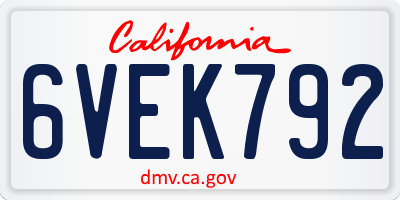 CA license plate 6VEK792