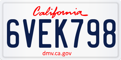 CA license plate 6VEK798