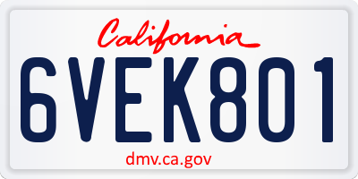CA license plate 6VEK801