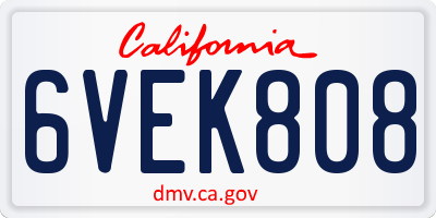 CA license plate 6VEK808