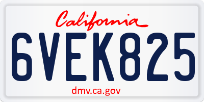 CA license plate 6VEK825