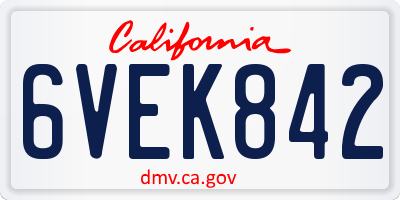 CA license plate 6VEK842