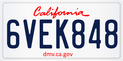 CA license plate 6VEK848