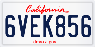 CA license plate 6VEK856