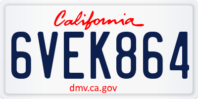 CA license plate 6VEK864