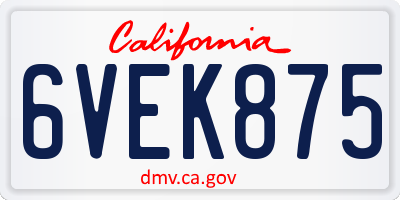 CA license plate 6VEK875
