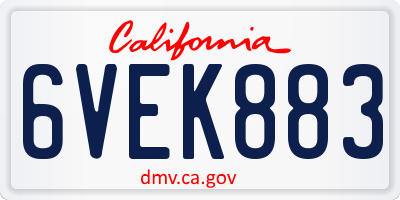 CA license plate 6VEK883
