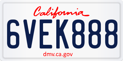 CA license plate 6VEK888