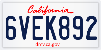 CA license plate 6VEK892