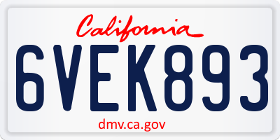 CA license plate 6VEK893