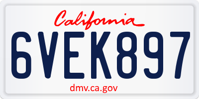 CA license plate 6VEK897