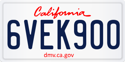 CA license plate 6VEK900