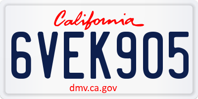 CA license plate 6VEK905