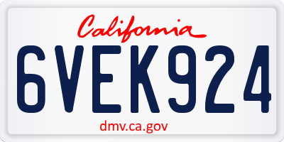 CA license plate 6VEK924