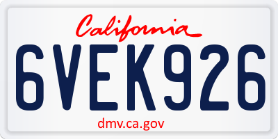 CA license plate 6VEK926