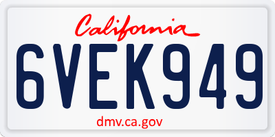 CA license plate 6VEK949