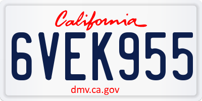 CA license plate 6VEK955