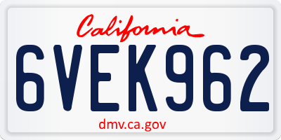 CA license plate 6VEK962