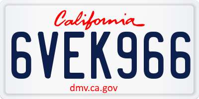 CA license plate 6VEK966