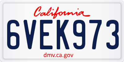 CA license plate 6VEK973