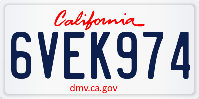 CA license plate 6VEK974