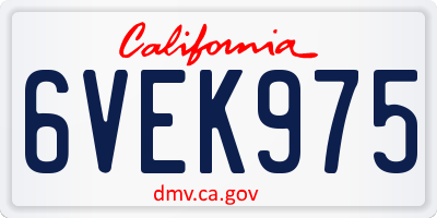 CA license plate 6VEK975