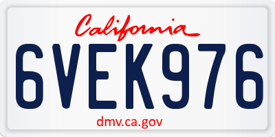 CA license plate 6VEK976