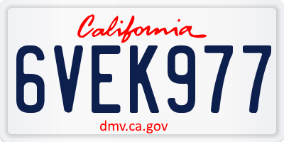 CA license plate 6VEK977