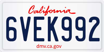 CA license plate 6VEK992