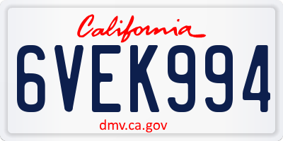 CA license plate 6VEK994