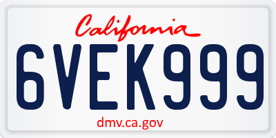 CA license plate 6VEK999