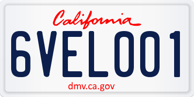 CA license plate 6VEL001