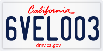 CA license plate 6VEL003