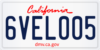 CA license plate 6VEL005