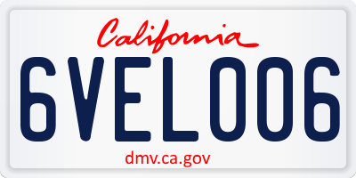 CA license plate 6VEL006