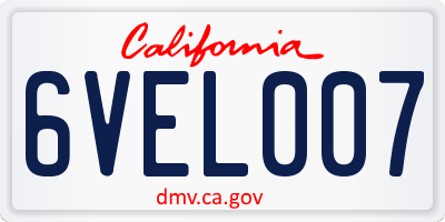 CA license plate 6VEL007
