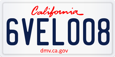 CA license plate 6VEL008