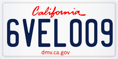 CA license plate 6VEL009