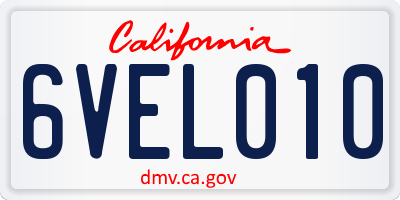 CA license plate 6VEL010