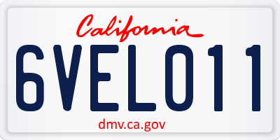 CA license plate 6VEL011